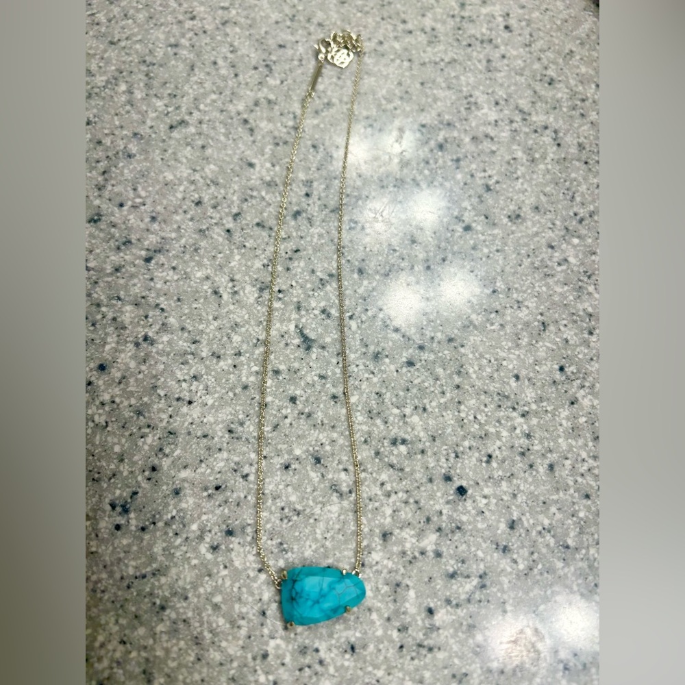 Kendra Scott, gold and turquoise necklace